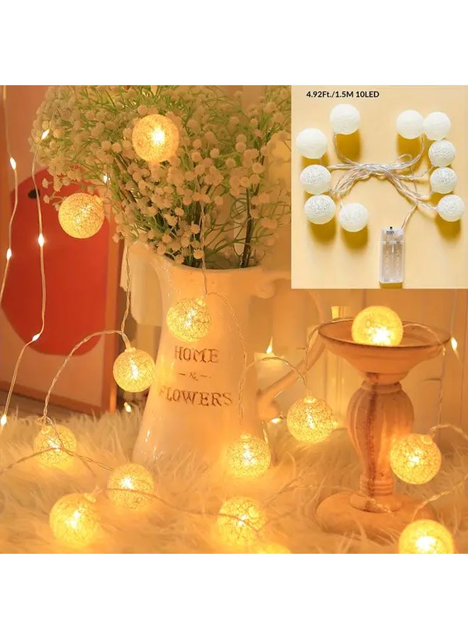 59 06 Inch 10 LED Flameless Fairy String Lights Battery Powered Warm White Twinkle Ball - Image 3