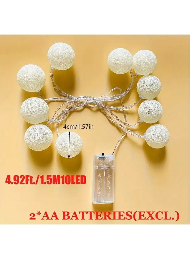 59 06 Inch 10 LED Flameless Fairy String Lights Battery Powered Warm White Twinkle Ball - Image 4