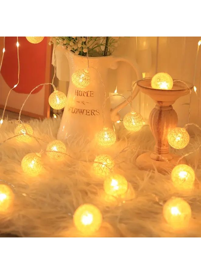 59 06 Inch 10 LED Flameless Fairy String Lights Battery Powered Warm White Twinkle Ball - Image 2