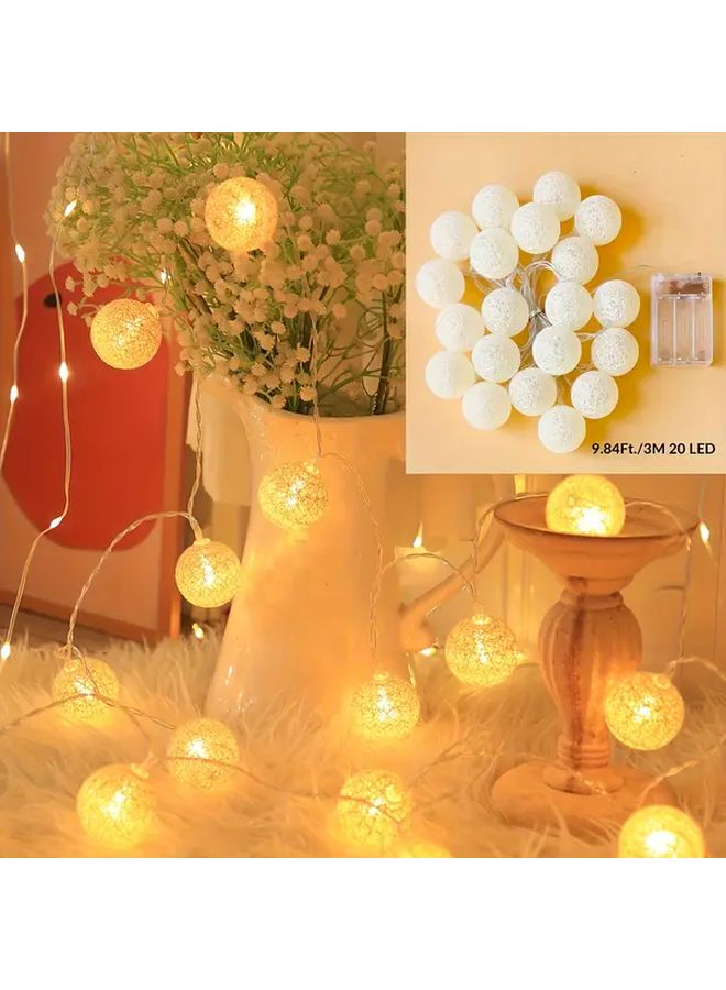 59 06 Inch 10 LED Flameless Fairy String Lights Battery Powered Warm White Twinkle Ball - Image 5