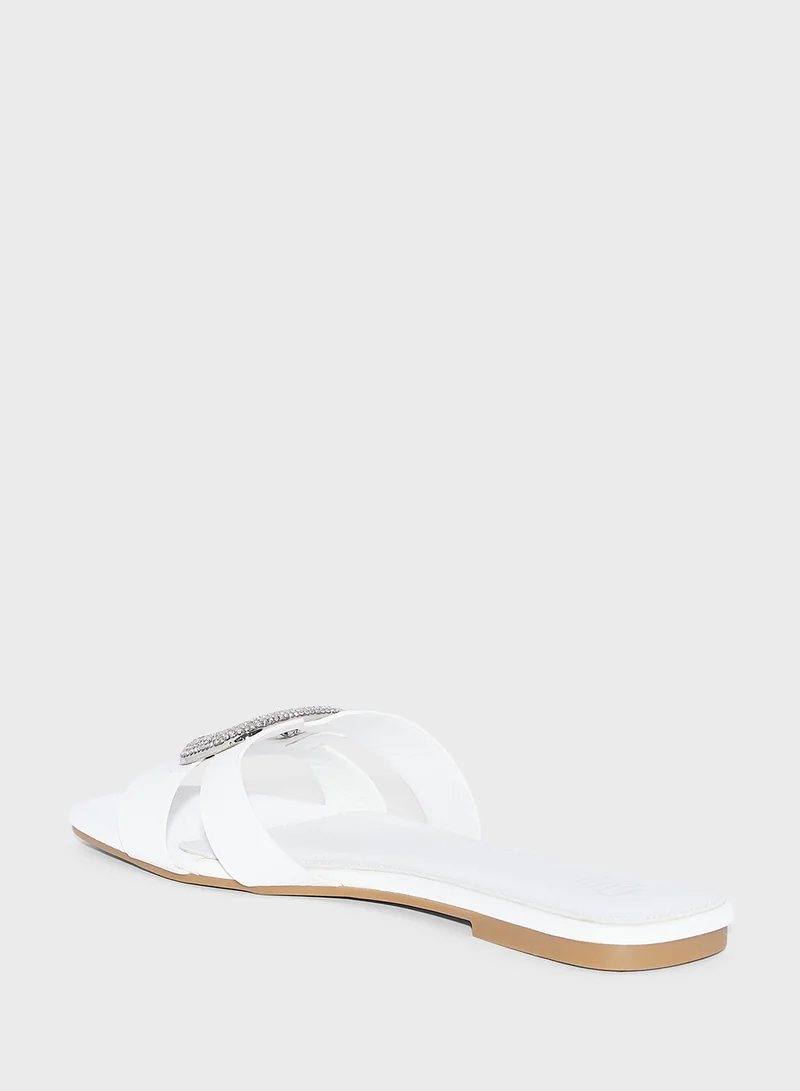 ايلا ليمتد اديشن Diamante Trim Croc Flat Sandal