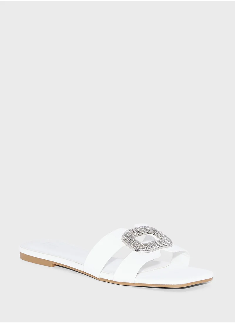 ايلا ليمتد اديشن Diamante Trim Croc Flat Sandal