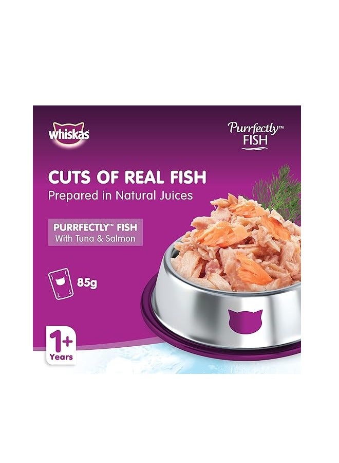 ويسكاس اكياس طعام رطب للقطط مع التونا والسلمون من ويسكاس 85 غرام × 24 قطعة، سمك السالمون، بالغ - Image 2