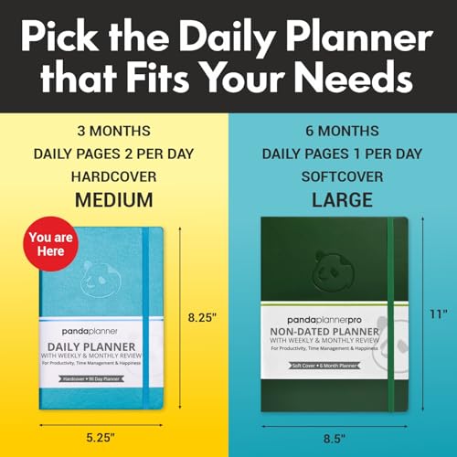 Panda Planner Classic Daily Planner 2026 – Undated Daily & Quarterly Planner with Hourly Schedule, Productivity Calendar, To Do List, Goal Planner, Habit Tracker & Gratitude Journal for Home or Office – Blue - Image 2