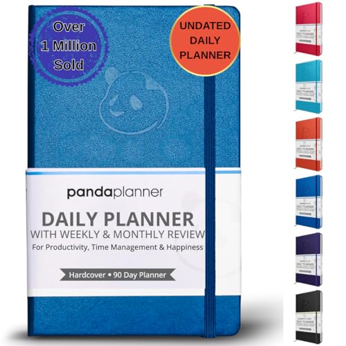 Panda Planner Classic Daily Planner 2026 – Undated Daily & Quarterly Planner with Hourly Schedule, Productivity Calendar, To Do List, Goal Planner, Habit Tracker & Gratitude Journal for Home or Office – Blue - Image 1