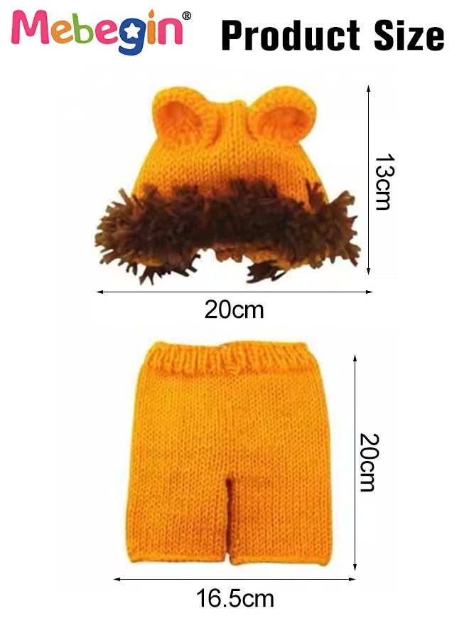 MEBEGIN - Infant Lion Costume, 2-piece Knit Outfit, Handmade Knitted Newborn Photography Outfits with Adorable Design, Newborn Soft Photography Props, Creative Photoshoot Outfits for Infants, Perfect for Baby Photography Shoots, Ideal Newborn Baby Gift - Image 1
