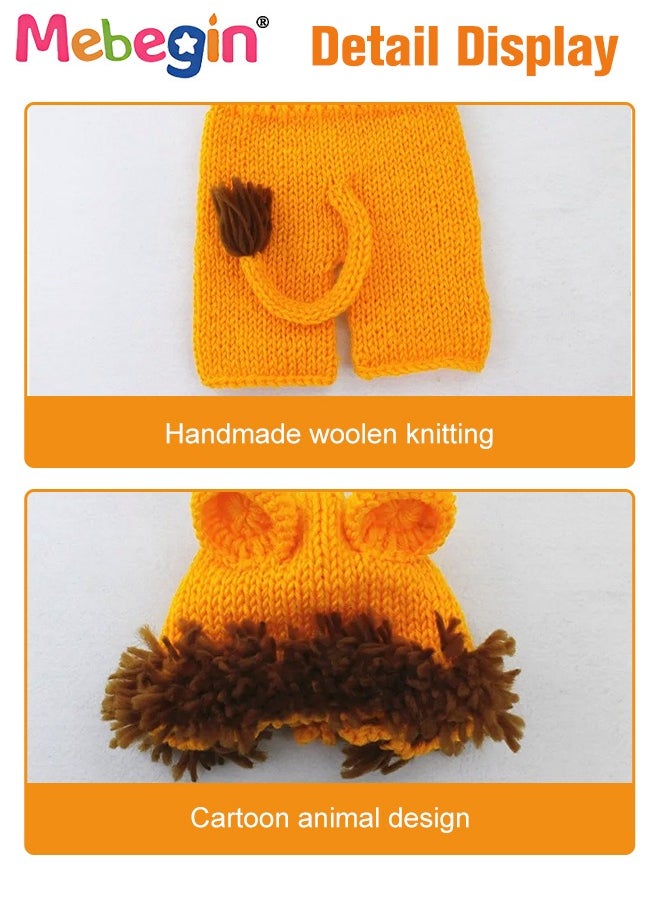 MEBEGIN - Infant Lion Costume, 2-piece Knit Outfit, Handmade Knitted Newborn Photography Outfits with Adorable Design, Newborn Soft Photography Props, Creative Photoshoot Outfits for Infants, Perfect for Baby Photography Shoots, Ideal Newborn Baby Gift - Image 1