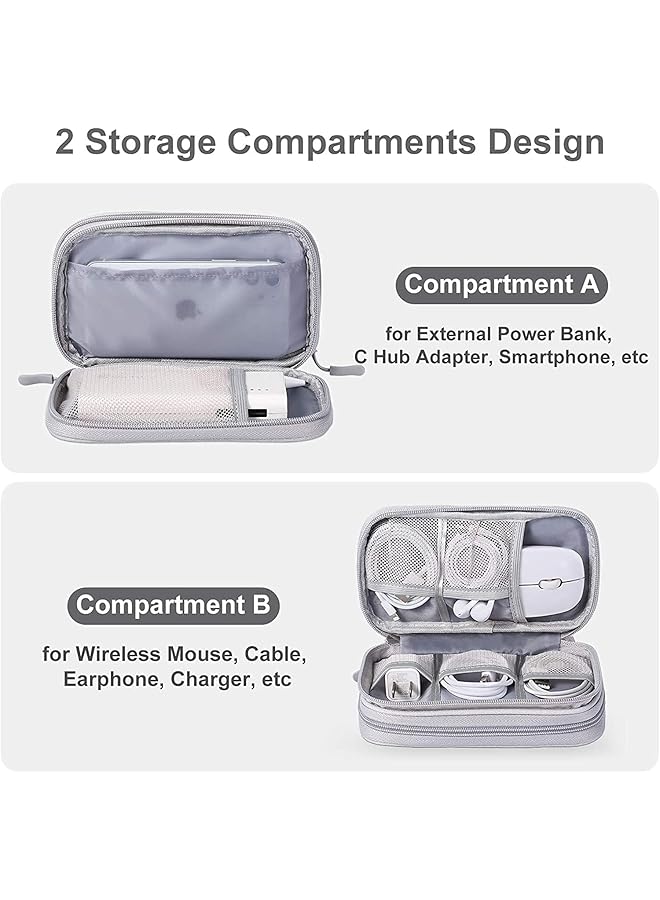 erorex Travel Cable Bag Small Electronic Accessories Storage Pouch For Hard Drive Charger Earphone Usb Sd Card Light Grey  - Image 2