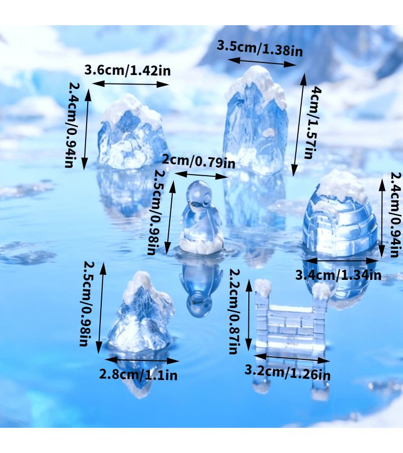 2pcs Igloo Ice Sculpture Railing Creative Micro Landscape Realistic Iceberg Crafts Car Desktop Decor - Image 5