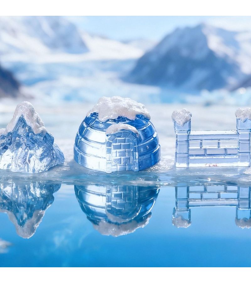 2pcs Igloo Ice Sculpture Railing Creative Micro Landscape Realistic Iceberg Crafts Car Desktop Decor - Image 4