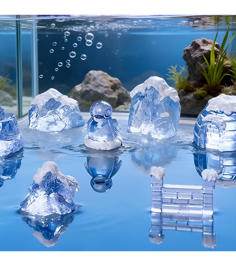 2pcs Igloo Ice Sculpture Railing Creative Micro Landscape Realistic Iceberg Crafts Car Desktop Decor - Image 1