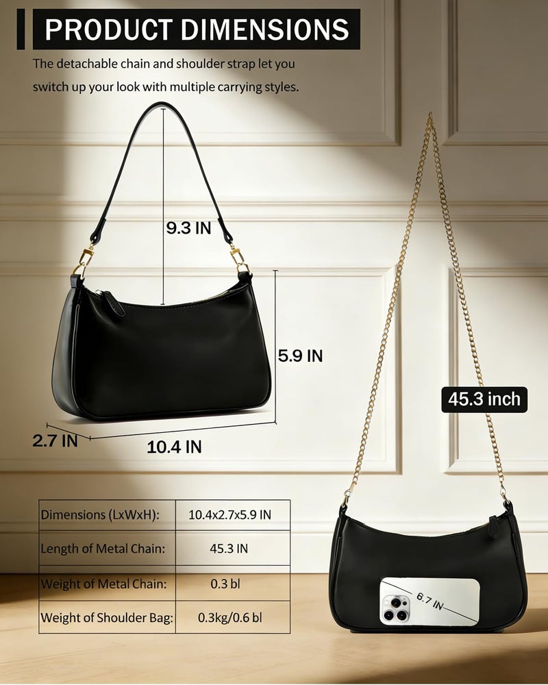 VODIU Clutch Tote Handbags with 2 Removable Straps and Zipper Closure Crossbody Bags Shoulder Purse Handbag for Women - Image 4