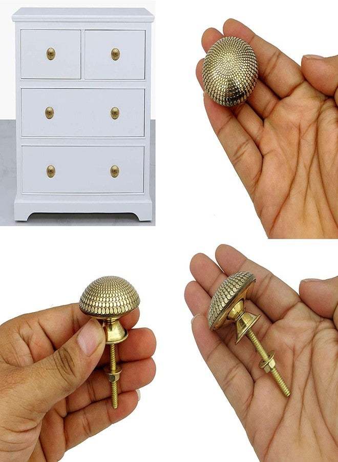 BnoSpace Dotted Brass Knobs for Cabinets, Drawers, Dresser Door & Pulls, Golden 38mm - Set of 4 - Image 2