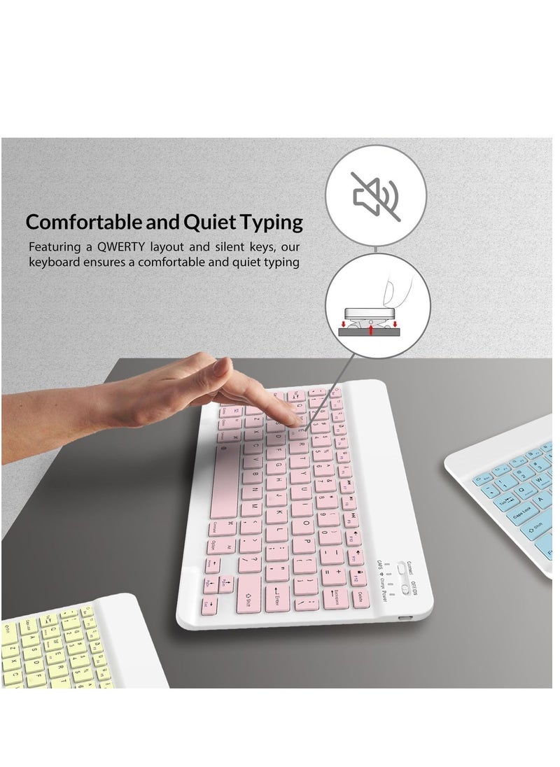 Set of Rechargeable Bluetooth Keyboard and Mouse - Portable Wireless Mouse/Keyboard Set - Android/iOS/Windows - Smart Phone/Tablet/PC - iPhone iPad Pro Air Mini, iPad OS/iOS (BLACK)