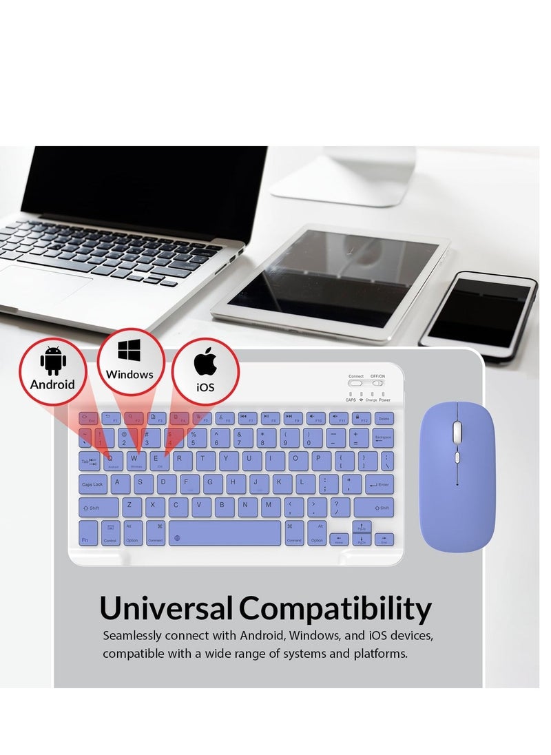 Set of Rechargeable Bluetooth Keyboard and Mouse - Portable Wireless Mouse/Keyboard Set - Android/iOS/Windows - Smart Phone/Tablet/PC - iPhone iPad Pro Air Mini, iPad OS/iOS (BLACK)
