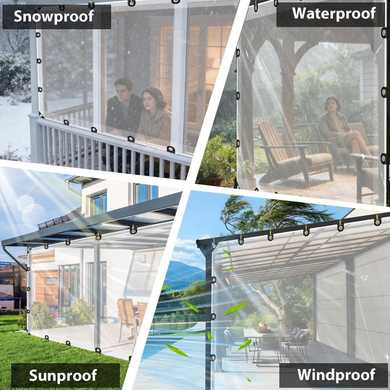 LC&QS 4x6ft Clear Tarp with Grommets, Upgraded Edge Heat Fused Tear Resistant Clear Heavy Duty Tarps, Clear Vinyl Tarps for Patio Fencing, Rain, Wind, Cold, Chicken Coops,and Moreï¼ˆWindproof Ropeï¼‰ - Image 5