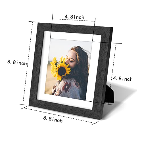 VMUZEDER 8x8 Picture Frame Rustic Black Wood Set of 6,Display Pictures 5x5 with Mat or 8x8 Without Mat,Multi Photo Frames Collage for Wall or Tabletop Display - Image 2