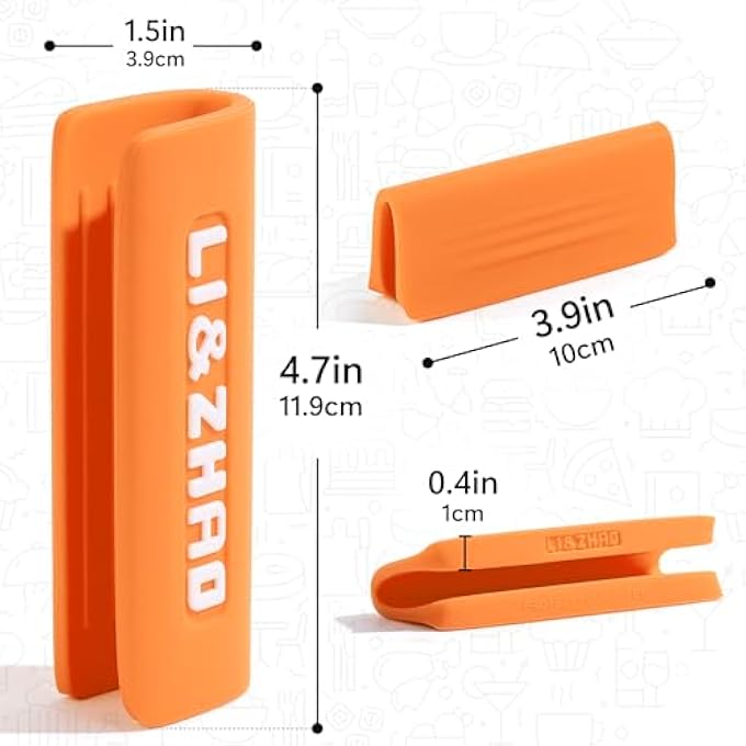 أغطية مقبض من الحديد الزهر من LiZhao، 3 قطع، أغطية مقبض وعاء، أغطية مقبض مقلاة من الحديد الزهر المقاوم للحرارة، أغطية مقبض مقلاة من الحديد الزهر، غلاف مقبض مقلاة من السيليكون للقلي، برتقالي - Image 5