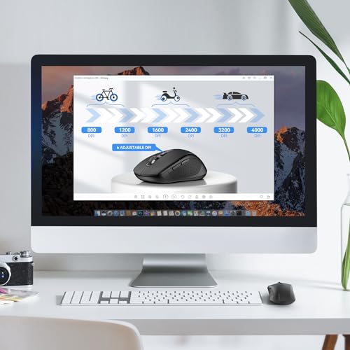 TECKNET ماوس بلوتوث TECKNET، 2 في 1 (BT 5.0/3.0 + 2.4GHz) ماوس لاسلكي بدقة 4000DPI مع اتصال USB متاح لأجهزة الكمبيوتر المحمولة، ماوس بلوتوث محمول لماك (USB-A + اتصال لاسلكي بلوتوث، أسود) - Image 3
