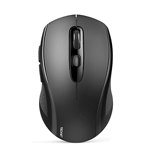 TECKNET ماوس بلوتوث TECKNET، 2 في 1 (BT 5.0/3.0 + 2.4GHz) ماوس لاسلكي بدقة 4000DPI مع اتصال USB متاح لأجهزة الكمبيوتر المحمولة، ماوس بلوتوث محمول لماك (USB-A + اتصال لاسلكي بلوتوث، أسود) - Image 1