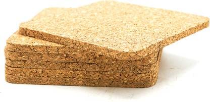 SEPARATE WAY Plain Square Cork Coasters Thick Water Absorbent Heat Resistant Eco-Friendly Scratch Free Ideal for Home Offices or Restaurants Dia 4 inch Natural Brown (Set of 6) - Image 1