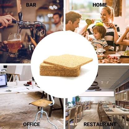 SEPARATE WAY Plain Square Cork Coasters Thick Water Absorbent Heat Resistant Eco-Friendly Scratch Free Ideal for Home Offices or Restaurants Dia 4 inch Natural Brown (Set of 6) - Image 5