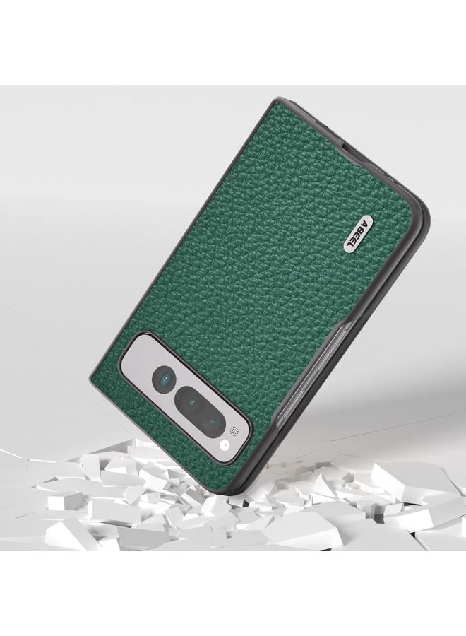 اس-توب جراب هاتف من الجلد الطبيعي من ABEEL لهاتف Google Pixel Fold، مصنوع من نسيج الليتشي - Image 2