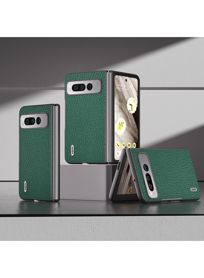 اس-توب جراب هاتف من الجلد الطبيعي من ABEEL لهاتف Google Pixel Fold، مصنوع من نسيج الليتشي - Image 1