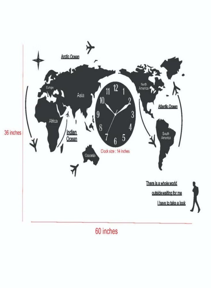 Dreamzon 1PC Unique Acrylic Wall Clock Creative World Map Wall Hanging Clock For Office Home Living Room Wall Art Black - Image 2