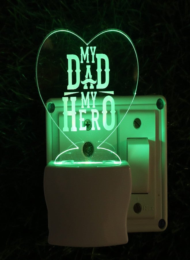 UKANI My DAD My Hero 3D Optical Illusion Acrylic Night Lamp, 7 Colors RGB Auto Colour Changing LED Plug n Play Night Light, Office Light, Best Gift - Pack of 1 (SD139,Multicolour, 3 Inch) - Image 3