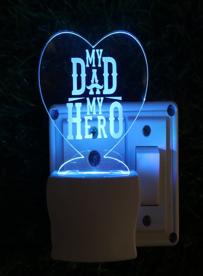 UKANI My DAD My Hero 3D Optical Illusion Acrylic Night Lamp, 7 Colors RGB Auto Colour Changing LED Plug n Play Night Light, Office Light, Best Gift - Pack of 1 (SD139,Multicolour, 3 Inch) - Image 1