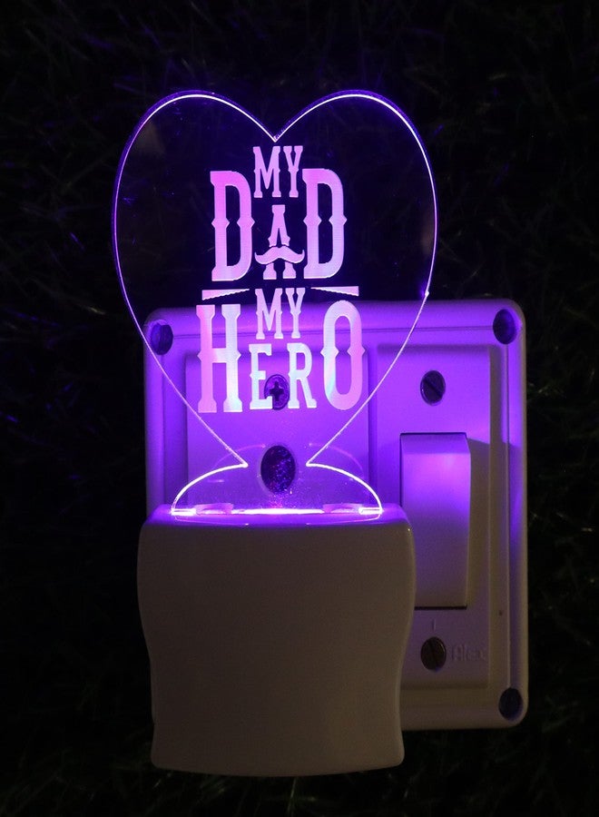 UKANI My DAD My Hero 3D Optical Illusion Acrylic Night Lamp, 7 Colors RGB Auto Colour Changing LED Plug n Play Night Light, Office Light, Best Gift - Pack of 1 (SD139,Multicolour, 3 Inch) - Image 4
