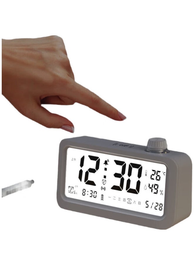 Compas Alarm Clock Student New Voice Time Announcement Electronic Children'S Desktop Light-Sensing Clock B2388A White - Image 3