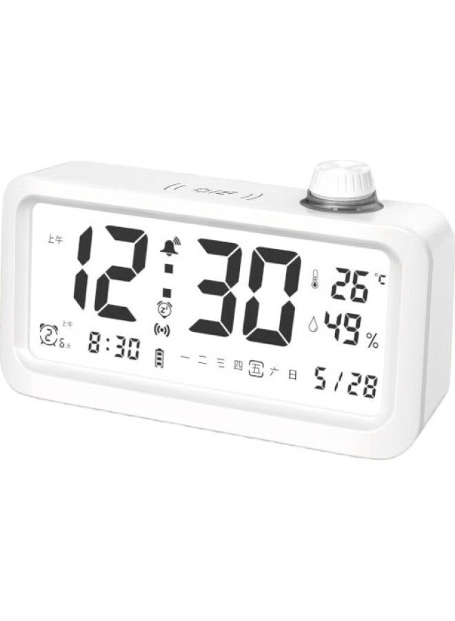 Compas Alarm Clock Student New Voice Time Announcement Electronic Children'S Desktop Light-Sensing Clock B2388A White - Image 2