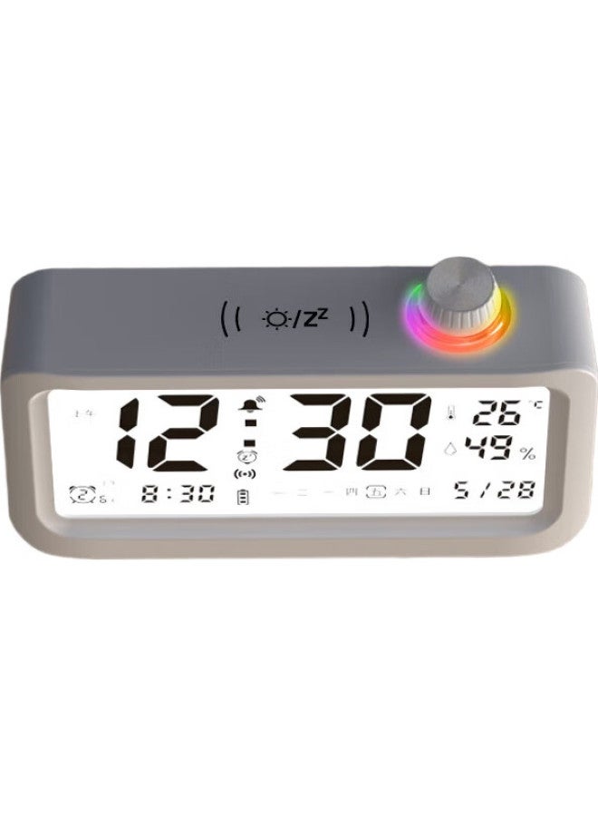Compas Alarm Clock Student New Voice Time Announcement Electronic Children'S Desktop Light-Sensing Clock B2388A White - Image 1