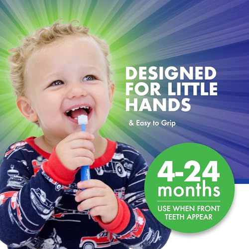 Brilliant Oral Care Baby Toothbrush with Soft Bristles and Round Head, for a Toddler Approved, Easy to Use All-Around Clean Mouth, Ages 0-2 Years, Yellow, 3 Pack - Image 3
