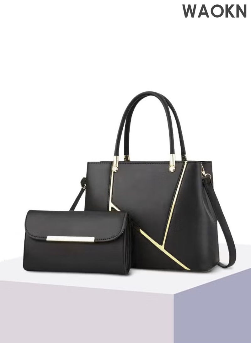 WAOKN Womens Elegant Purses and Handbags Shoulder Bag ,Ladies Designer Satchel Messenger Tote Bag Crossbody Bag,Shoulder Bag，High-capacity，Messenger Bag，Suitable for Business Commuting ,fashion,unisex,black. - Image 4