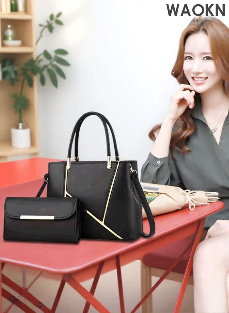 WAOKN Womens Elegant Purses and Handbags Shoulder Bag ,Ladies Designer Satchel Messenger Tote Bag Crossbody Bag,Shoulder Bag，High-capacity，Messenger Bag，Suitable for Business Commuting ,fashion,unisex,black. - Image 3