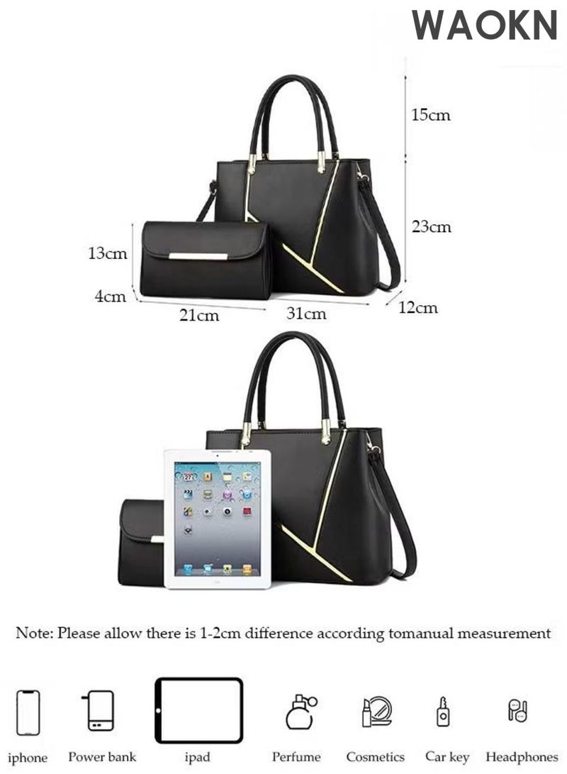 WAOKN Womens Elegant Purses and Handbags Shoulder Bag ,Ladies Designer Satchel Messenger Tote Bag Crossbody Bag,Shoulder Bag，High-capacity，Messenger Bag，Suitable for Business Commuting ,fashion,unisex,black. - Image 2