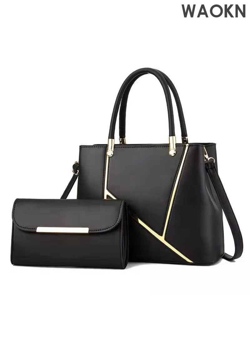 WAOKN Womens Elegant Purses and Handbags Shoulder Bag ,Ladies Designer Satchel Messenger Tote Bag Crossbody Bag,Shoulder Bag，High-capacity，Messenger Bag，Suitable for Business Commuting ,fashion,unisex,black. - Image 1