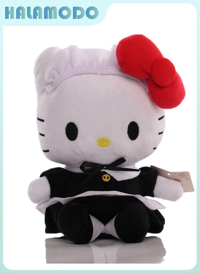 HALAMODO Adorable Doll Cat Plush Toy in Black Clothes - 26cm, A Perfect Birthday Gift for Girls and Ideal Bedroom and Living Room Decorative Doll  - Image 1