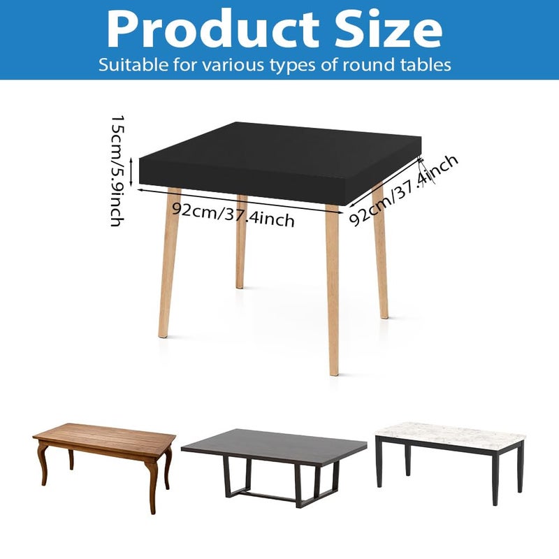OFFCUP Protective Cover for Garden Table, 92 x 92 x 15 cm, 420D Oxford Fabric, Waterproof & Anti-UV, Outdoor Tarpaulin with Rope and Wind Resistant for Garden Lounge, Patio (Black) - Image 2