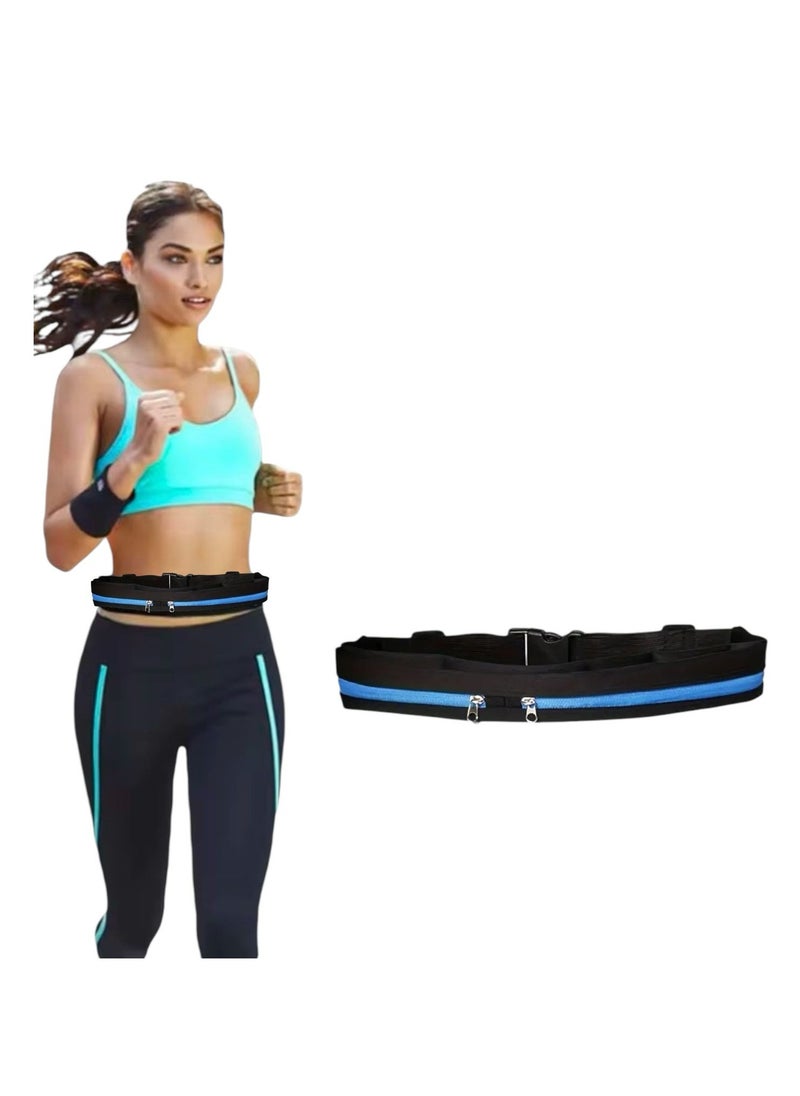 QSHOP Slim Running Belt, Workout Waist Pack for Women and Men, Phone Holder for Runners, Waist Belt for Workout, Jogging, Hiking, Cycling, Money Belt and Running Equipment Accessories  - Image 1