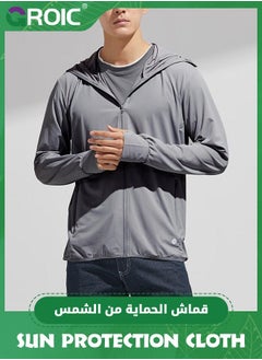 GROIC Men's UPF 50+ Sun Protection Jacket Full Zip Lightweight Hoodie Summer Shirts for Hiking Fishing outdoor,Sun Men with Pockets  - Image 2