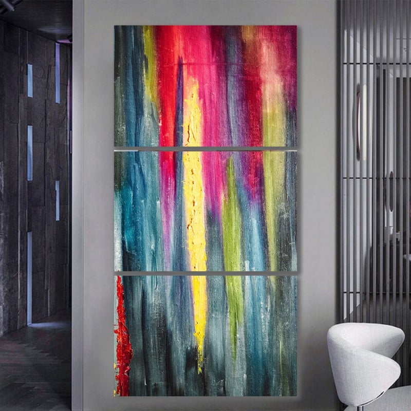 Marktna Three modern-designed canvas panels with a hollow frame, measuring (90×40), three pieces - Image 1