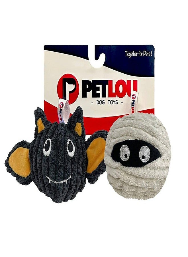Pet Lou Batmmy EZ Squeaky Ball Dog Toy, Twin Pack (4"), Bat & Mummy Head, Durable Plush Dog Squeaker Toys, Stuffing-Free Pet Supplies for Small & Medium Dogs - Image 1