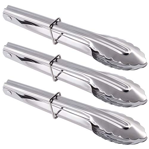 Hinmay HINMAY Mini Stainless Steel Serving Tongs Small Tongs for Serving Food Cooking Salad Grilling 7Inch 3 Pieces 