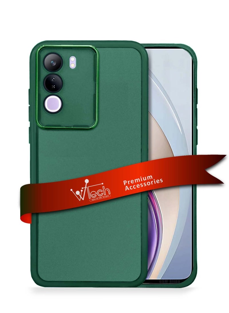 Wtech vivo V40 Lite (IDN) 5G 2024 Soft Transparent TPU Silicone Ultra Thin Phone Stylish Electroplated Camera Border Back Case Cover - Dark Green - Image 1