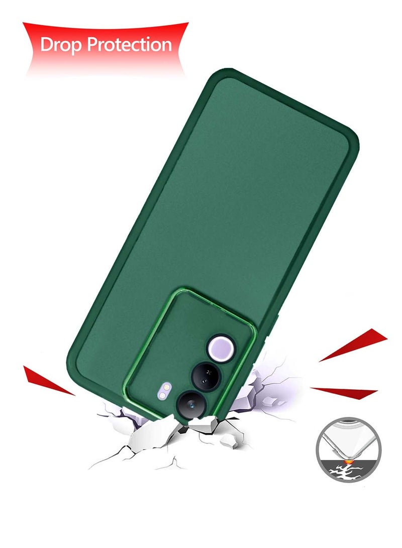 Wtech vivo V40 Lite (IDN) 5G 2024 Soft Transparent TPU Silicone Ultra Thin Phone Stylish Electroplated Camera Border Back Case Cover - Dark Green - Image 3