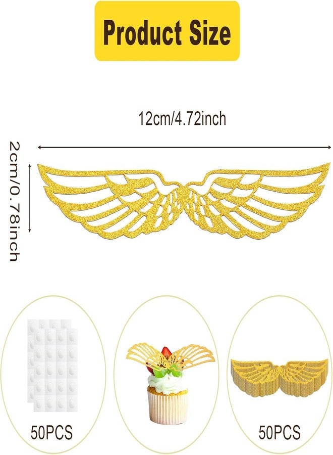 Confetti! 51Pcs Snitch Wings Chocolate Decor Harry P Wizard Party Chocolate Decoration Hollowed Wings Wafer Cupcake Toppers with Glue Point for Them Party Decor Supplies - Image 2